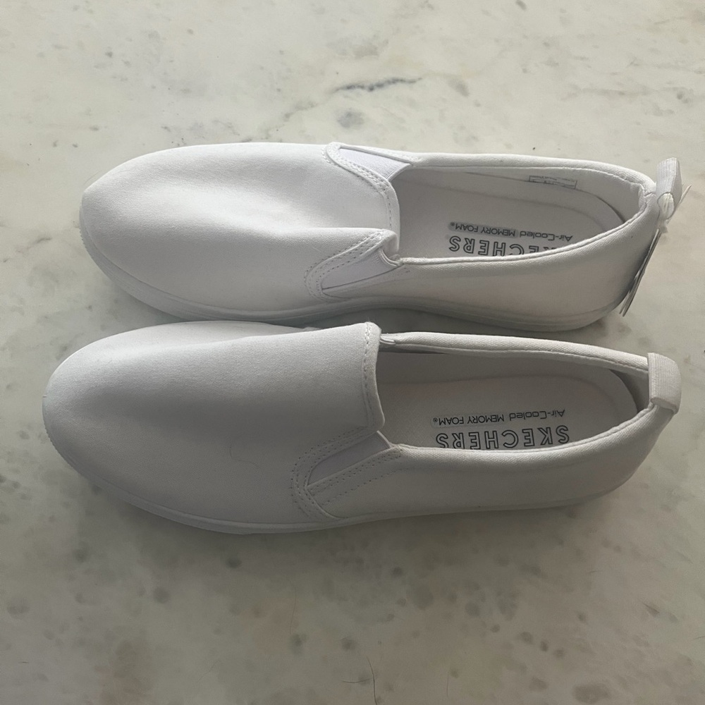 NWT Skechers White Slip-On Shoes